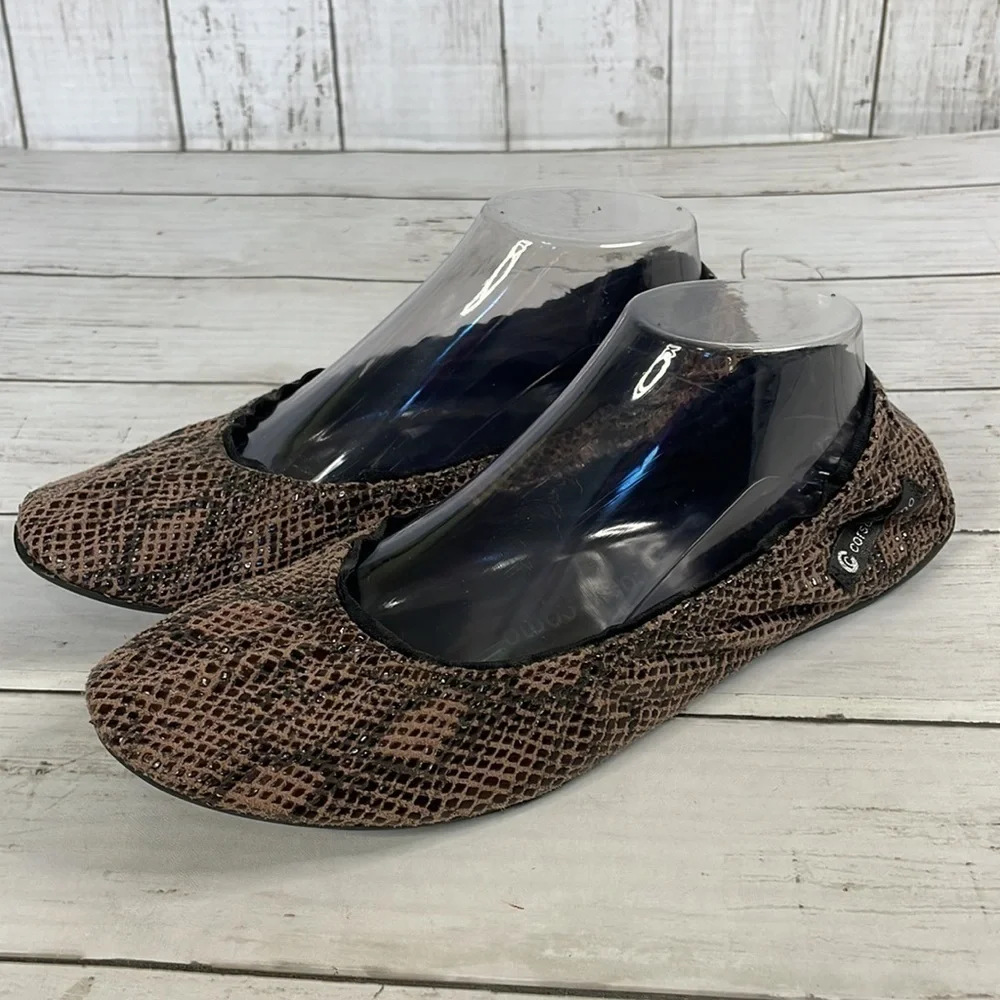Corso Como Ballasox  Snakeskin Leather Embossed Foldable Ballet Flats